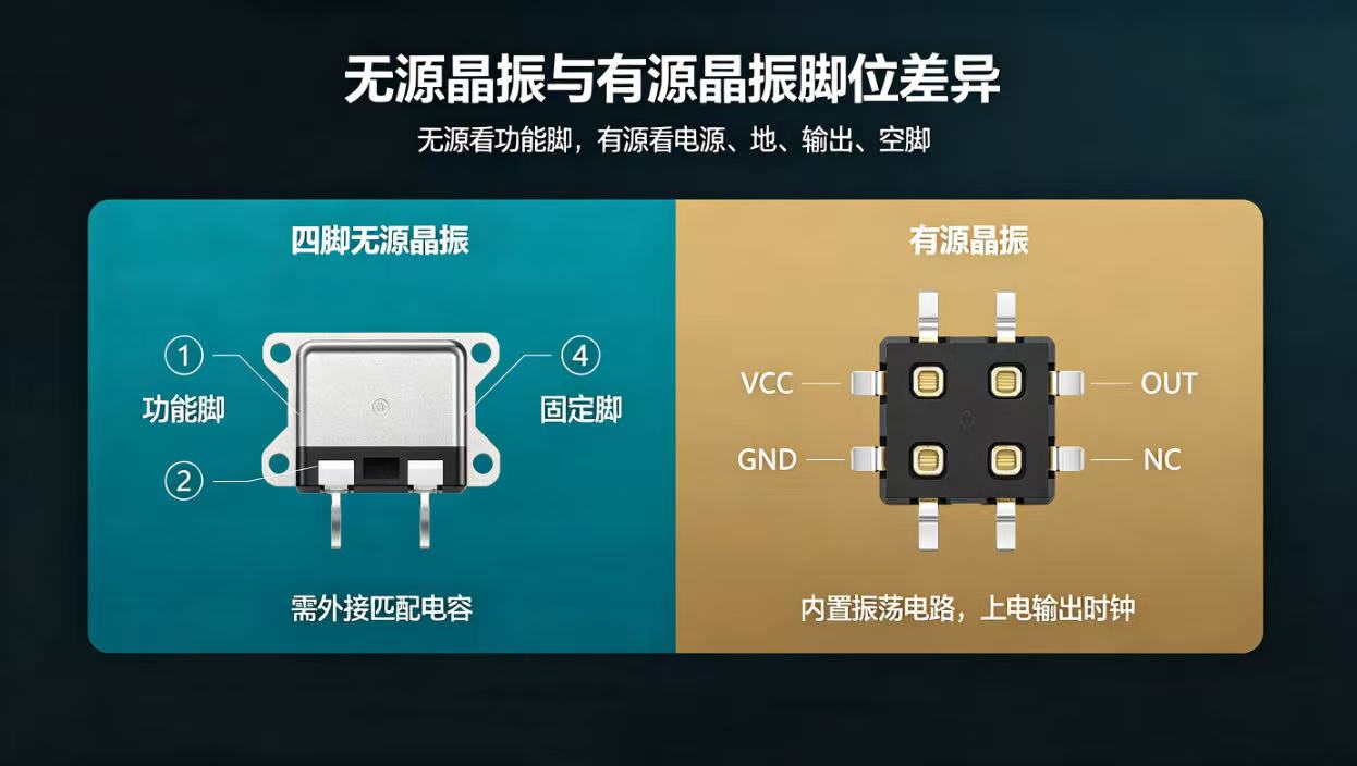 3225无源晶振引脚定义与贴片晶振脚位识别指南