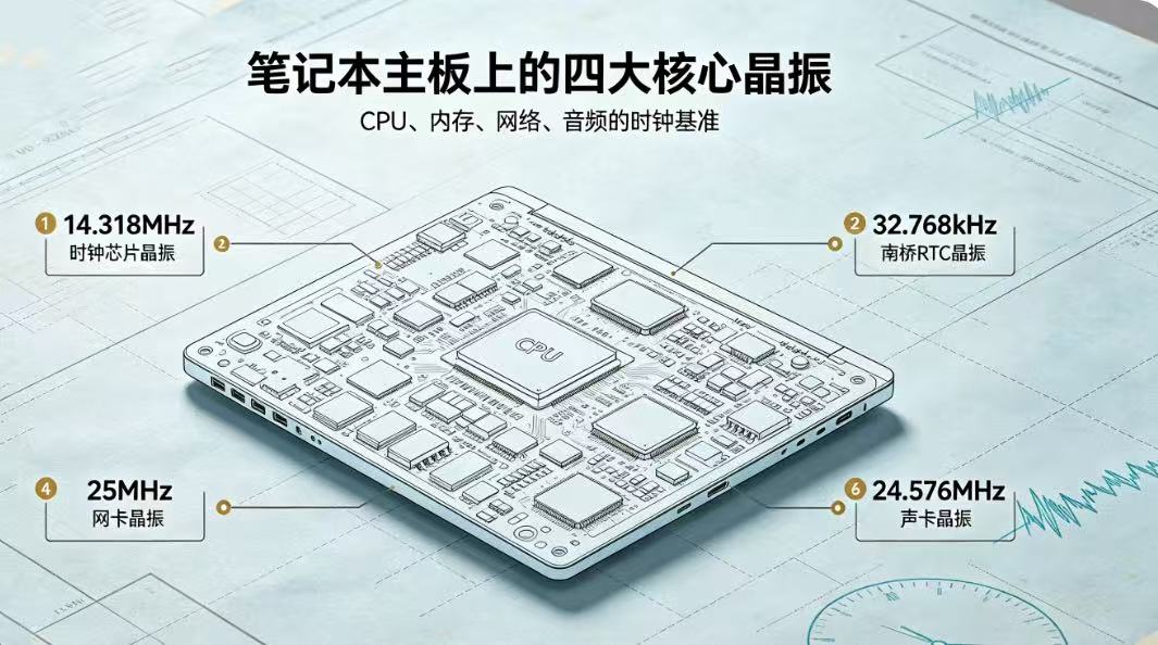 笔记本电脑CPU及主板晶振详解：四大核心晶振功能与故障分析