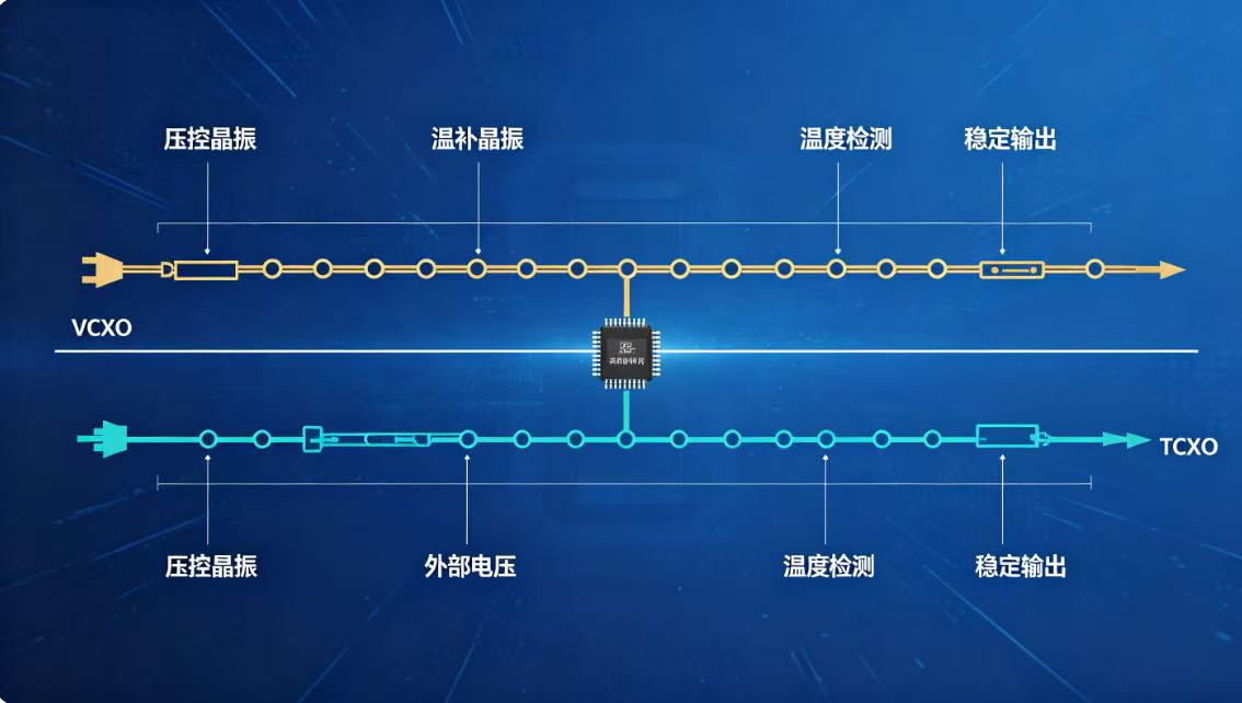 VCXO与TCXO对比详解：频率稳定性补偿方式与选型指南